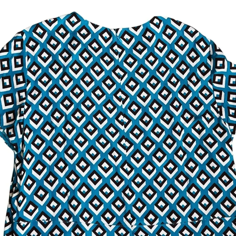 Diane Von Furstenberg Women’s Sz L Blue Geometric Print Carlotta Mini Dress - Picture 8 of 13